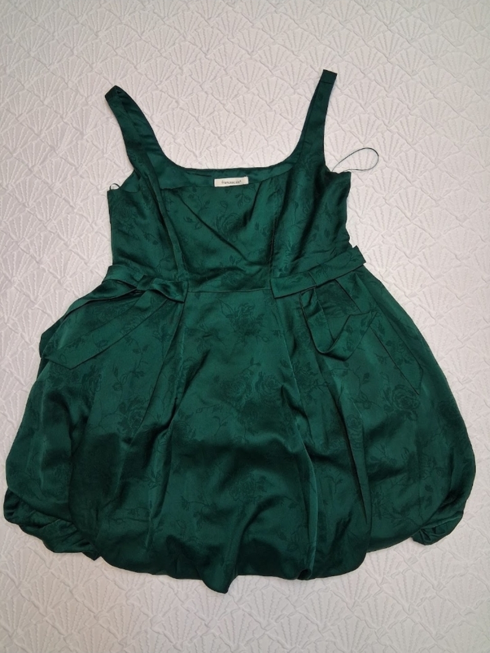 Francesca's Collections Teal Floral Satin Fit-and-Flare Mini Dress Size L - Picture 5 of 16